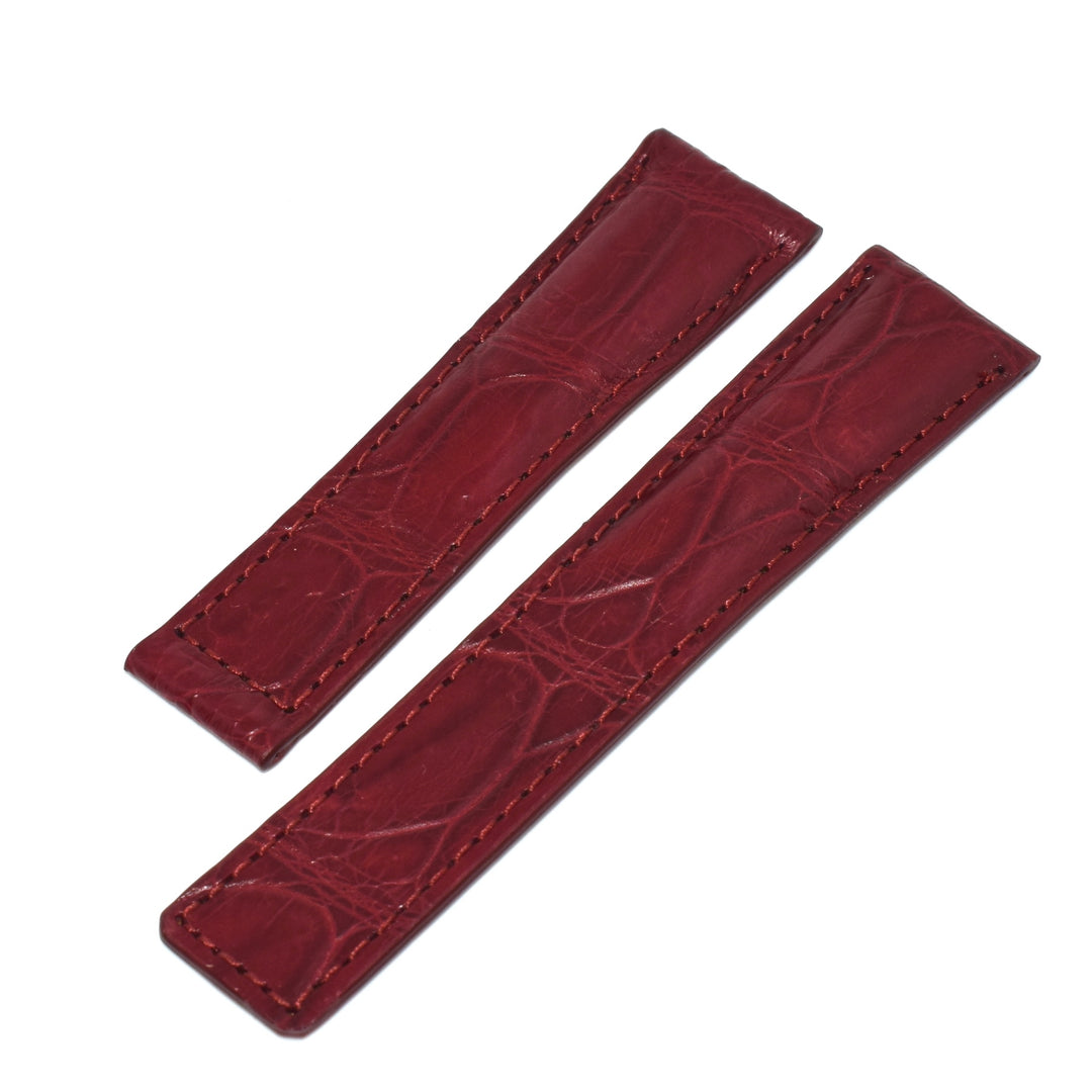 Boucle Déployante Papillon En Cuir De Veau Grain Croco - Rouge 18-24mm