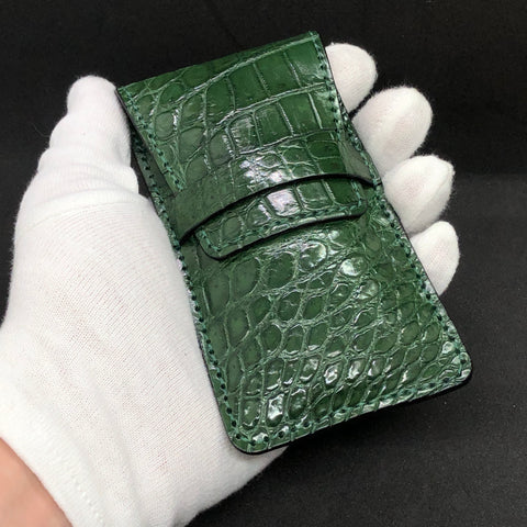 Travel case for 1 watch - crocodile leather | GREEN