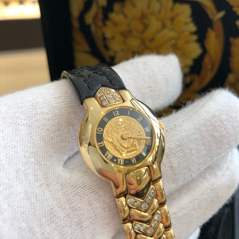 GIANNI VERSACE 18K Yellow Gold Factory Diamonds Medusa Limited Edition