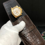 Travel case for 1 watch - crocodile leather | CHOCOLATE