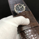 Travel case for 1 watch - crocodile leather | CHOCOLATE