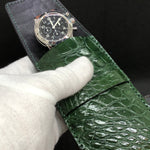 Travel case for 1 watch - crocodile leather | GREEN