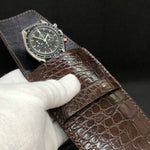 Travel case for 1 watch - crocodile leather | CHOCOLATE