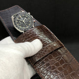 Travel case for 1 watch - crocodile leather | CHOCOLATE
