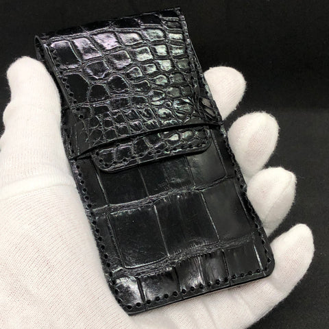 Travel case for 1 watch - crocodile leather | BLACK