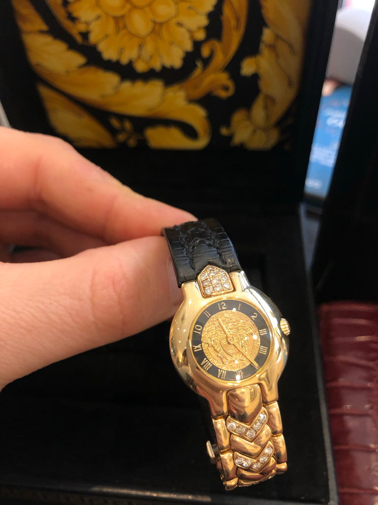 GIANNI VERSACE 18K Yellow Gold Factory Diamonds Medusa Limited