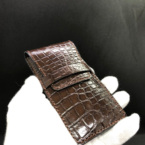 Travel case for 1 watch - crocodile leather | CHOCOLATE