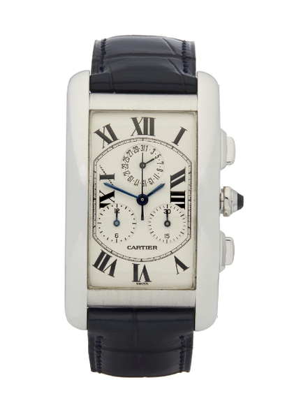 CARTIER Tank Americaine Chronograph 18K Or Blanc BS Watch